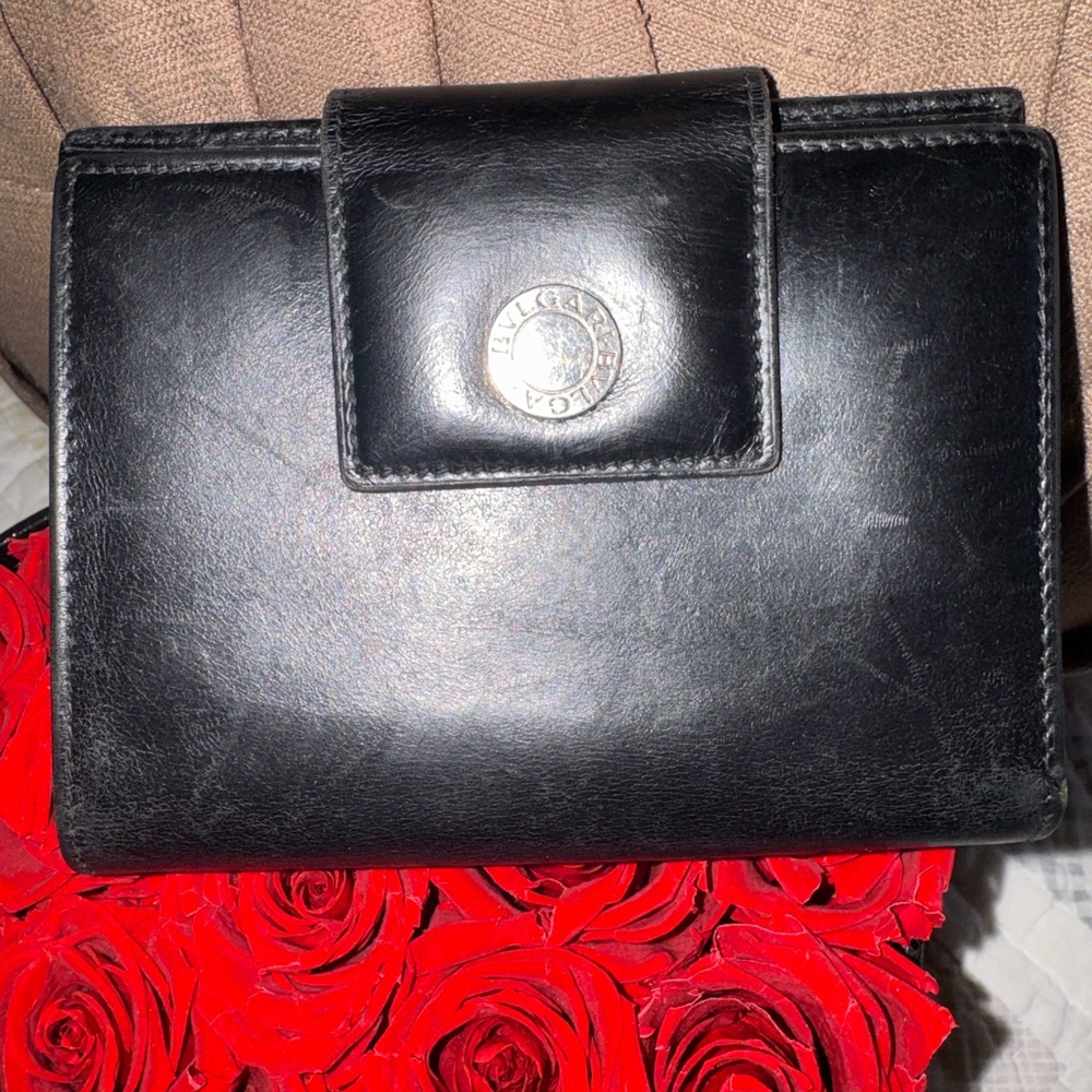 💥SALE💥BVLGARI Black Leather Wallet | Made in Italy | Luxury Organizer